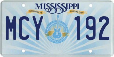 MS license plate MCY192