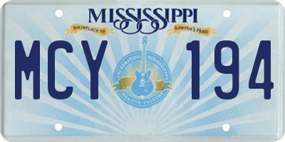 MS license plate MCY194