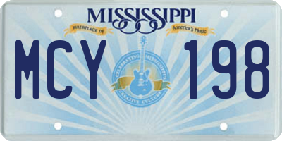 MS license plate MCY198