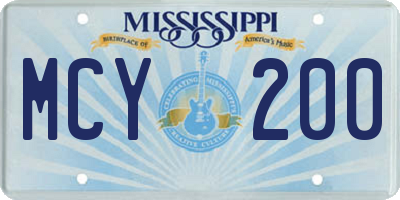 MS license plate MCY200