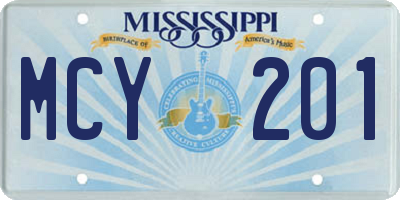 MS license plate MCY201