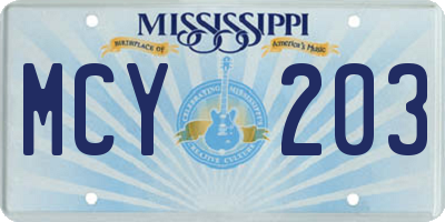 MS license plate MCY203
