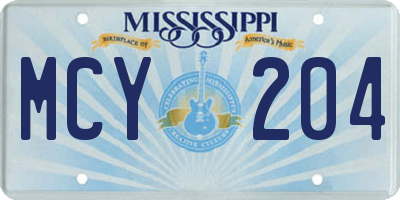 MS license plate MCY204