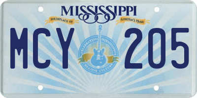 MS license plate MCY205