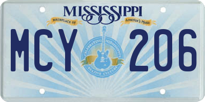 MS license plate MCY206