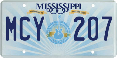 MS license plate MCY207