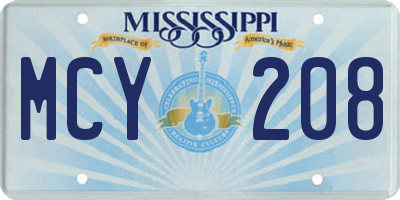 MS license plate MCY208