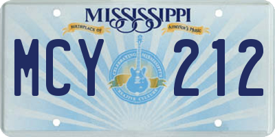 MS license plate MCY212