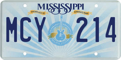 MS license plate MCY214