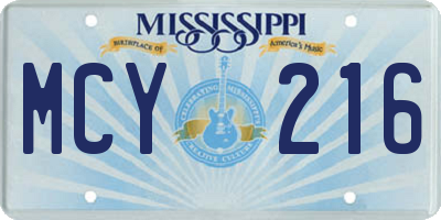 MS license plate MCY216
