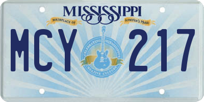 MS license plate MCY217