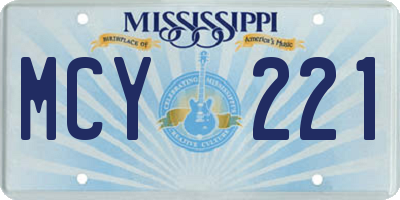 MS license plate MCY221