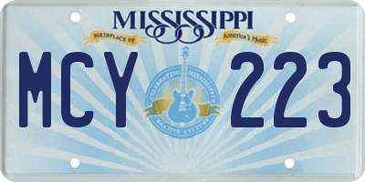 MS license plate MCY223