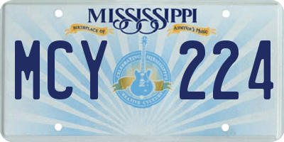 MS license plate MCY224
