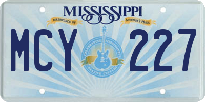 MS license plate MCY227