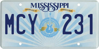 MS license plate MCY231