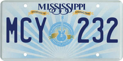 MS license plate MCY232