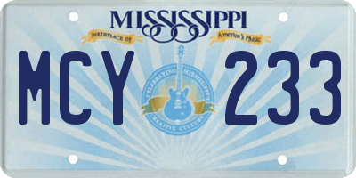 MS license plate MCY233