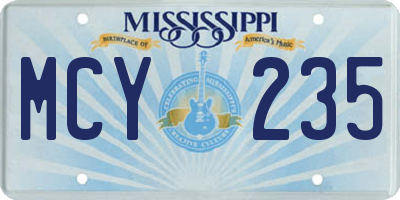 MS license plate MCY235