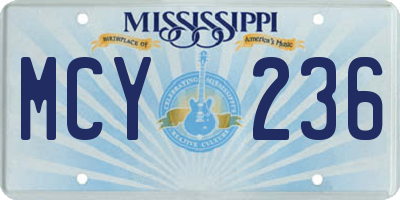 MS license plate MCY236