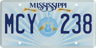 MS license plate MCY238