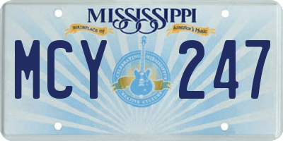 MS license plate MCY247