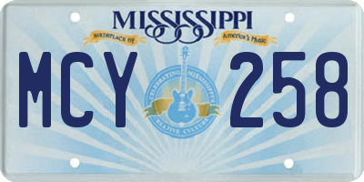 MS license plate MCY258