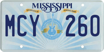 MS license plate MCY260
