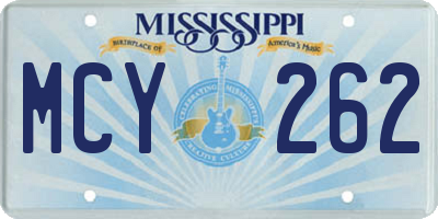 MS license plate MCY262