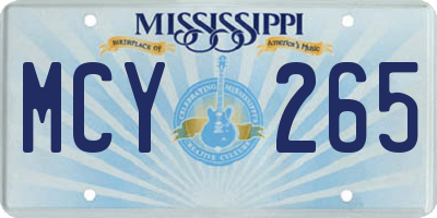 MS license plate MCY265