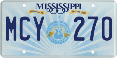 MS license plate MCY270