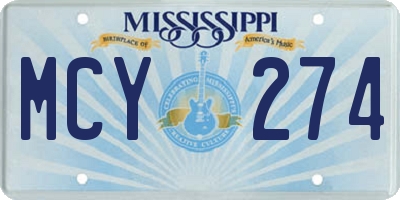 MS license plate MCY274