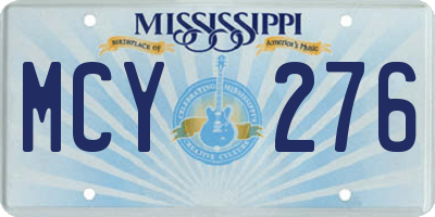 MS license plate MCY276