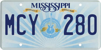 MS license plate MCY280