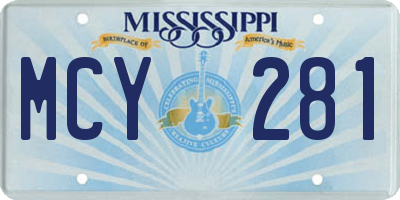 MS license plate MCY281