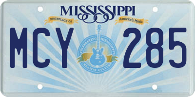MS license plate MCY285