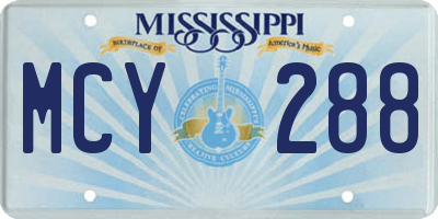 MS license plate MCY288