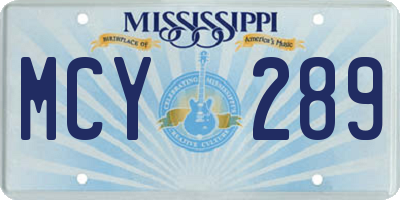 MS license plate MCY289