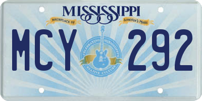 MS license plate MCY292