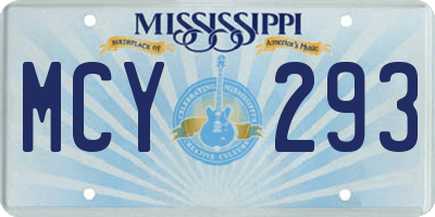 MS license plate MCY293