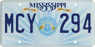MS license plate MCY294