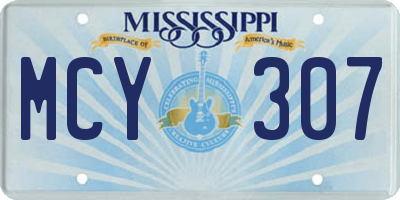 MS license plate MCY307
