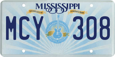 MS license plate MCY308