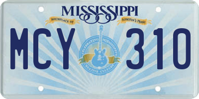 MS license plate MCY310
