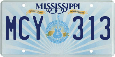 MS license plate MCY313
