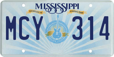 MS license plate MCY314