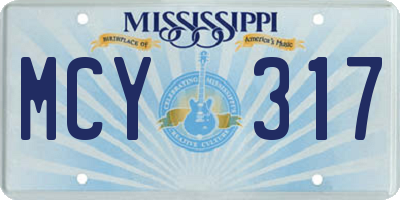 MS license plate MCY317