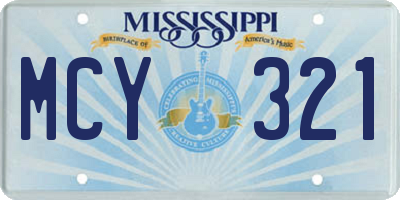 MS license plate MCY321