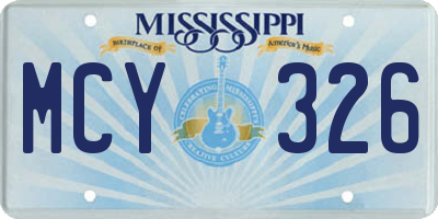 MS license plate MCY326