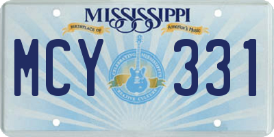MS license plate MCY331